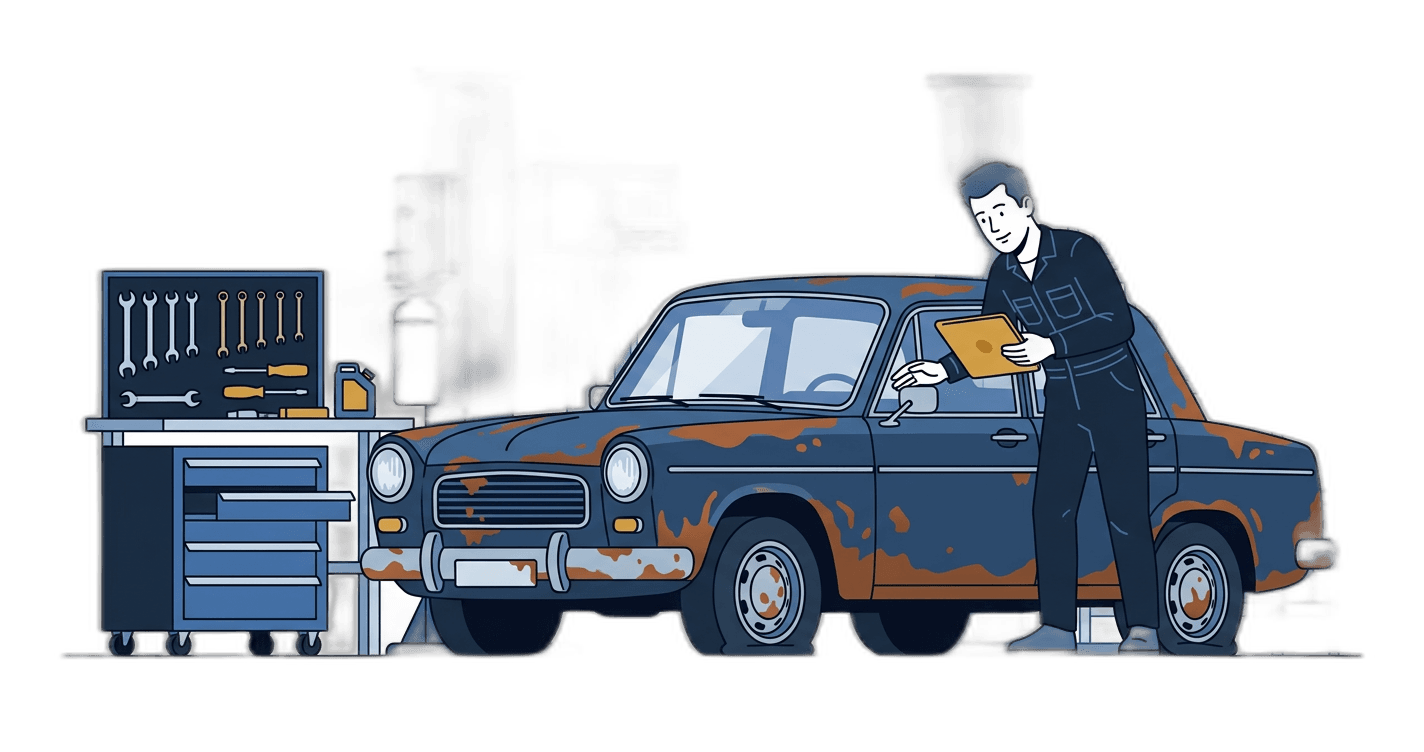 Scrap car collection service illustration